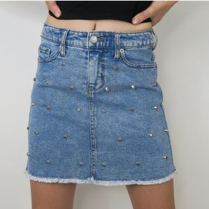 Wild Fable Retro Light Stonewashed Studded Denim Mini Skirt Size 6